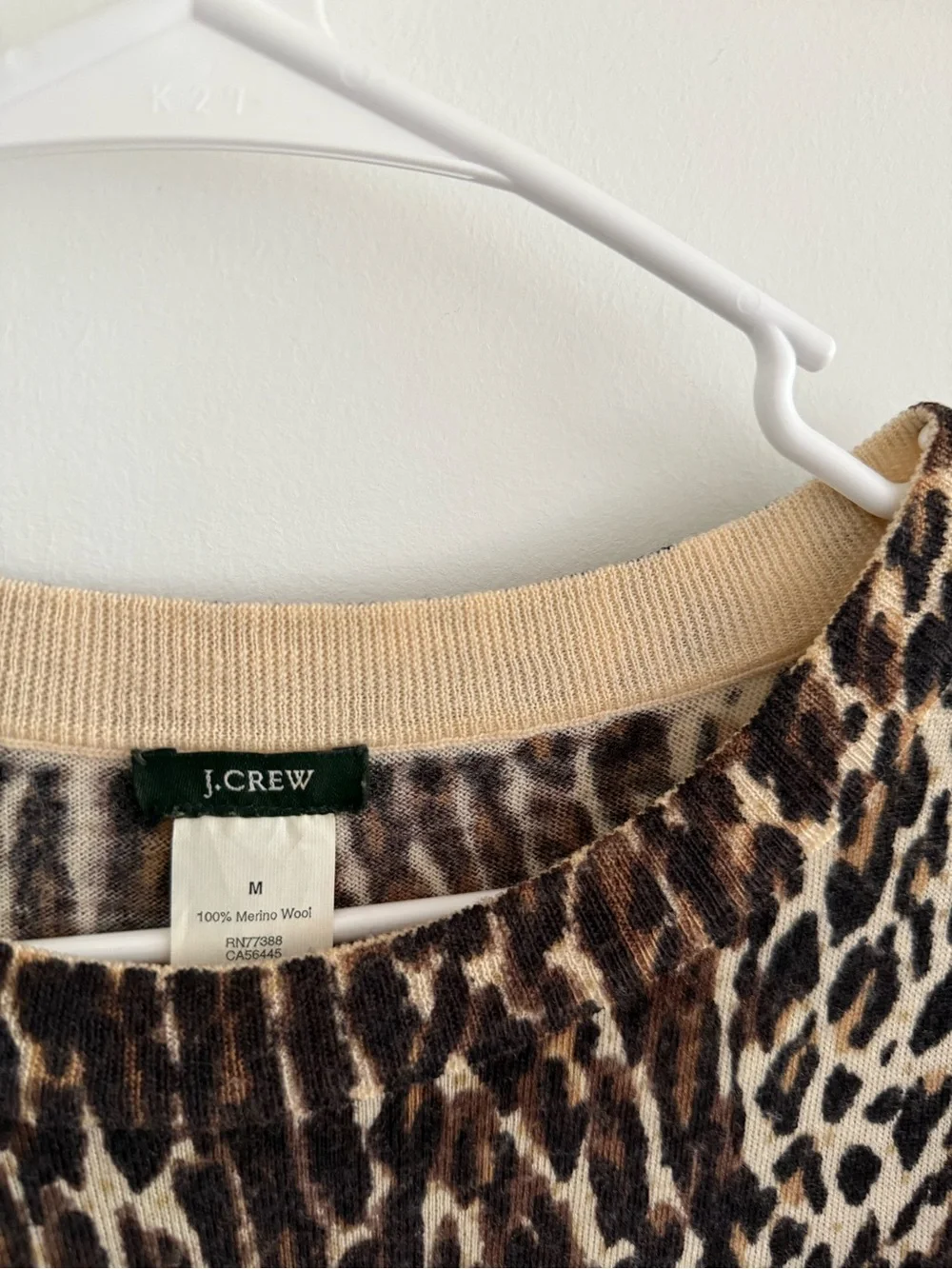 J. Crew Leopard Print Merino Wool Sweater Medium